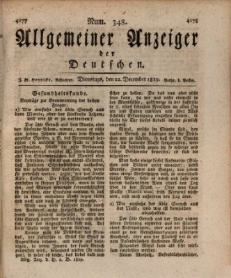 Allgemeiner Anzeiger der Deutschen Dienstag 22. Dezember 1829