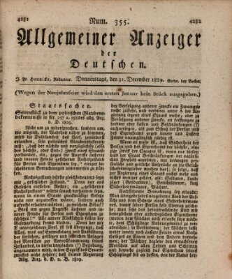 Allgemeiner Anzeiger der Deutschen Donnerstag 31. Dezember 1829