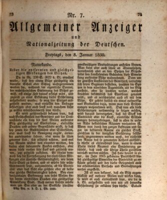 Allgemeiner Anzeiger und Nationalzeitung der Deutschen (Allgemeiner Anzeiger der Deutschen) Freitag 8. Januar 1830