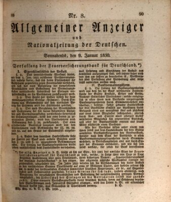 Allgemeiner Anzeiger und Nationalzeitung der Deutschen (Allgemeiner Anzeiger der Deutschen) Samstag 9. Januar 1830