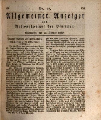 Allgemeiner Anzeiger und Nationalzeitung der Deutschen (Allgemeiner Anzeiger der Deutschen) Mittwoch 13. Januar 1830