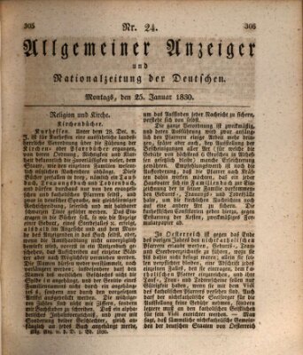 Allgemeiner Anzeiger und Nationalzeitung der Deutschen (Allgemeiner Anzeiger der Deutschen) Montag 25. Januar 1830