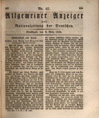 Allgemeiner Anzeiger und Nationalzeitung der Deutschen (Allgemeiner Anzeiger der Deutschen) Dienstag 9. März 1830