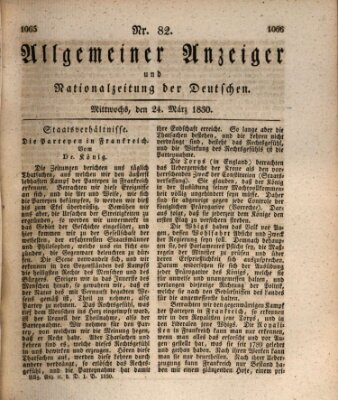 Allgemeiner Anzeiger und Nationalzeitung der Deutschen (Allgemeiner Anzeiger der Deutschen) Mittwoch 24. März 1830