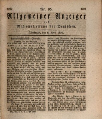 Allgemeiner Anzeiger und Nationalzeitung der Deutschen (Allgemeiner Anzeiger der Deutschen) Dienstag 6. April 1830