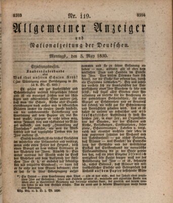 Allgemeiner Anzeiger und Nationalzeitung der Deutschen (Allgemeiner Anzeiger der Deutschen) Montag 3. Mai 1830