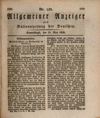 Allgemeiner Anzeiger und Nationalzeitung der Deutschen (Allgemeiner Anzeiger der Deutschen) Donnerstag 13. Mai 1830