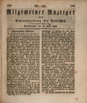 Allgemeiner Anzeiger und Nationalzeitung der Deutschen (Allgemeiner Anzeiger der Deutschen) Samstag 15. Mai 1830