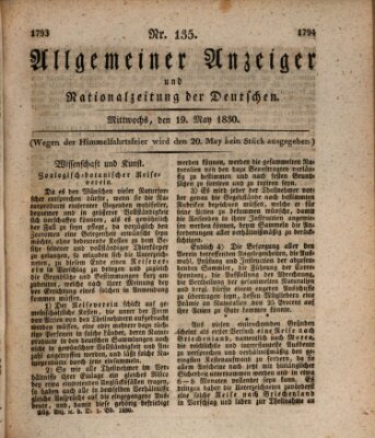 Allgemeiner Anzeiger und Nationalzeitung der Deutschen (Allgemeiner Anzeiger der Deutschen) Mittwoch 19. Mai 1830