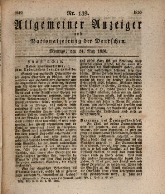 Allgemeiner Anzeiger und Nationalzeitung der Deutschen (Allgemeiner Anzeiger der Deutschen) Montag 24. Mai 1830