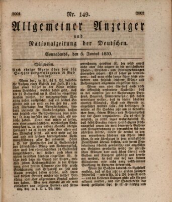 Allgemeiner Anzeiger und Nationalzeitung der Deutschen (Allgemeiner Anzeiger der Deutschen) Samstag 5. Juni 1830