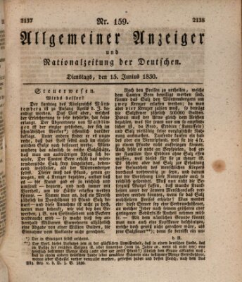 Allgemeiner Anzeiger und Nationalzeitung der Deutschen (Allgemeiner Anzeiger der Deutschen) Dienstag 15. Juni 1830