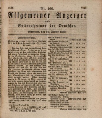 Allgemeiner Anzeiger und Nationalzeitung der Deutschen (Allgemeiner Anzeiger der Deutschen) Mittwoch 16. Juni 1830