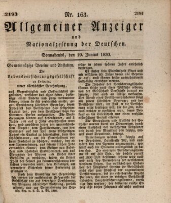 Allgemeiner Anzeiger und Nationalzeitung der Deutschen (Allgemeiner Anzeiger der Deutschen) Samstag 19. Juni 1830