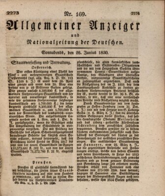 Allgemeiner Anzeiger und Nationalzeitung der Deutschen (Allgemeiner Anzeiger der Deutschen) Samstag 26. Juni 1830