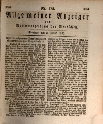 Allgemeiner Anzeiger und Nationalzeitung der Deutschen (Allgemeiner Anzeiger der Deutschen) Freitag 2. Juli 1830