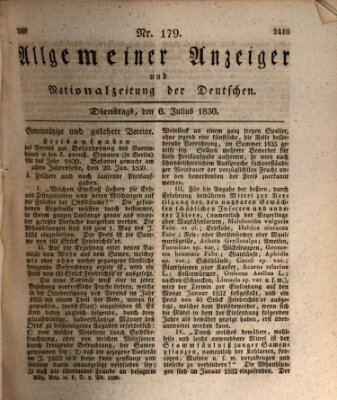 Allgemeiner Anzeiger und Nationalzeitung der Deutschen (Allgemeiner Anzeiger der Deutschen) Dienstag 6. Juli 1830