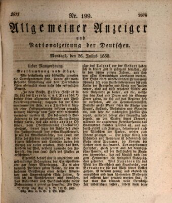 Allgemeiner Anzeiger und Nationalzeitung der Deutschen (Allgemeiner Anzeiger der Deutschen) Montag 26. Juli 1830