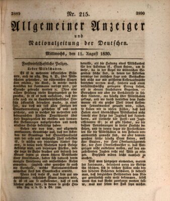 Allgemeiner Anzeiger und Nationalzeitung der Deutschen (Allgemeiner Anzeiger der Deutschen) Mittwoch 11. August 1830