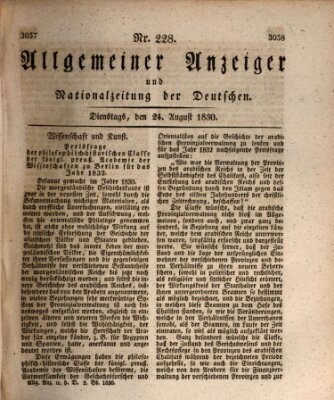 Allgemeiner Anzeiger und Nationalzeitung der Deutschen (Allgemeiner Anzeiger der Deutschen) Dienstag 24. August 1830