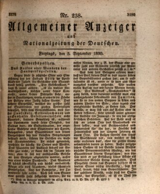 Allgemeiner Anzeiger und Nationalzeitung der Deutschen (Allgemeiner Anzeiger der Deutschen) Freitag 3. September 1830