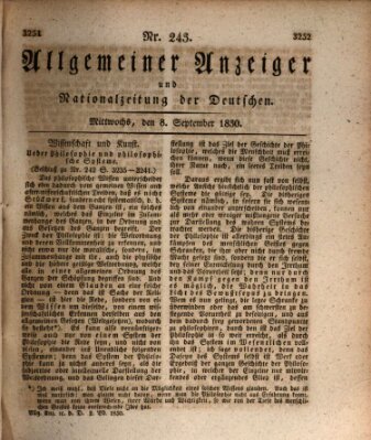 Allgemeiner Anzeiger und Nationalzeitung der Deutschen (Allgemeiner Anzeiger der Deutschen) Mittwoch 8. September 1830