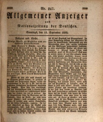 Allgemeiner Anzeiger und Nationalzeitung der Deutschen (Allgemeiner Anzeiger der Deutschen) Sonntag 12. September 1830