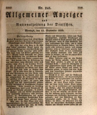 Allgemeiner Anzeiger und Nationalzeitung der Deutschen (Allgemeiner Anzeiger der Deutschen) Montag 13. September 1830