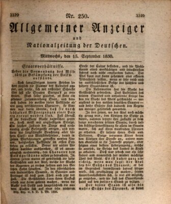 Allgemeiner Anzeiger und Nationalzeitung der Deutschen (Allgemeiner Anzeiger der Deutschen) Mittwoch 15. September 1830