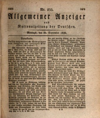 Allgemeiner Anzeiger und Nationalzeitung der Deutschen (Allgemeiner Anzeiger der Deutschen) Montag 20. September 1830