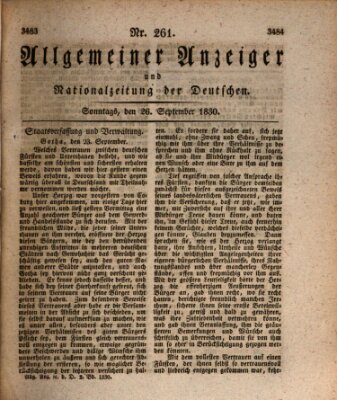 Allgemeiner Anzeiger und Nationalzeitung der Deutschen (Allgemeiner Anzeiger der Deutschen) Sonntag 26. September 1830