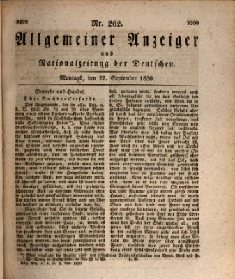 Allgemeiner Anzeiger und Nationalzeitung der Deutschen (Allgemeiner Anzeiger der Deutschen) Montag 27. September 1830
