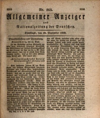 Allgemeiner Anzeiger und Nationalzeitung der Deutschen (Allgemeiner Anzeiger der Deutschen) Dienstag 28. September 1830