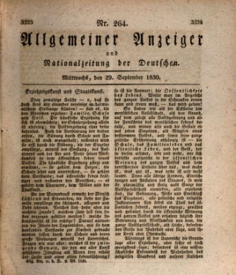 Allgemeiner Anzeiger und Nationalzeitung der Deutschen (Allgemeiner Anzeiger der Deutschen) Mittwoch 29. September 1830