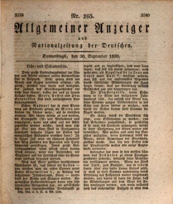 Allgemeiner Anzeiger und Nationalzeitung der Deutschen (Allgemeiner Anzeiger der Deutschen) Donnerstag 30. September 1830