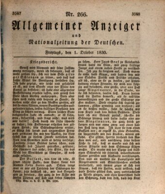 Allgemeiner Anzeiger und Nationalzeitung der Deutschen (Allgemeiner Anzeiger der Deutschen) Freitag 1. Oktober 1830