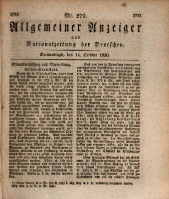 Allgemeiner Anzeiger und Nationalzeitung der Deutschen (Allgemeiner Anzeiger der Deutschen) Donnerstag 14. Oktober 1830