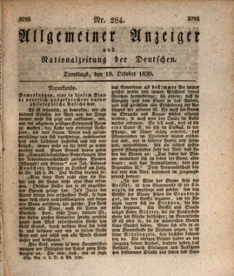 Allgemeiner Anzeiger und Nationalzeitung der Deutschen (Allgemeiner Anzeiger der Deutschen) Dienstag 19. Oktober 1830