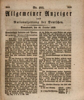 Allgemeiner Anzeiger und Nationalzeitung der Deutschen (Allgemeiner Anzeiger der Deutschen) Samstag 30. Oktober 1830