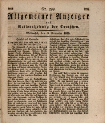 Allgemeiner Anzeiger und Nationalzeitung der Deutschen (Allgemeiner Anzeiger der Deutschen) Mittwoch 3. November 1830