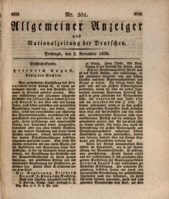 Allgemeiner Anzeiger und Nationalzeitung der Deutschen (Allgemeiner Anzeiger der Deutschen) Freitag 5. November 1830