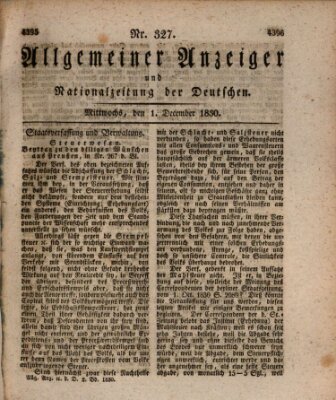 Allgemeiner Anzeiger und Nationalzeitung der Deutschen (Allgemeiner Anzeiger der Deutschen) Mittwoch 1. Dezember 1830