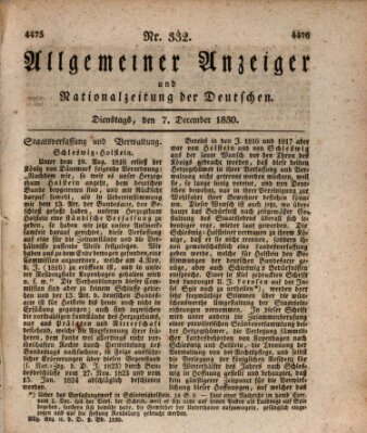 Allgemeiner Anzeiger und Nationalzeitung der Deutschen (Allgemeiner Anzeiger der Deutschen) Dienstag 7. Dezember 1830