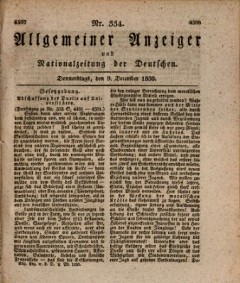 Allgemeiner Anzeiger und Nationalzeitung der Deutschen (Allgemeiner Anzeiger der Deutschen) Donnerstag 9. Dezember 1830