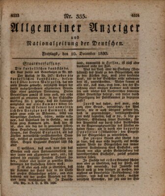 Allgemeiner Anzeiger und Nationalzeitung der Deutschen (Allgemeiner Anzeiger der Deutschen) Freitag 10. Dezember 1830