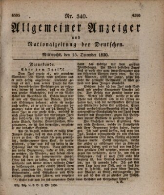 Allgemeiner Anzeiger und Nationalzeitung der Deutschen (Allgemeiner Anzeiger der Deutschen) Mittwoch 15. Dezember 1830