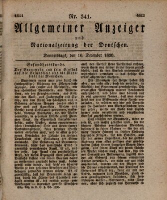 Allgemeiner Anzeiger und Nationalzeitung der Deutschen (Allgemeiner Anzeiger der Deutschen) Donnerstag 16. Dezember 1830