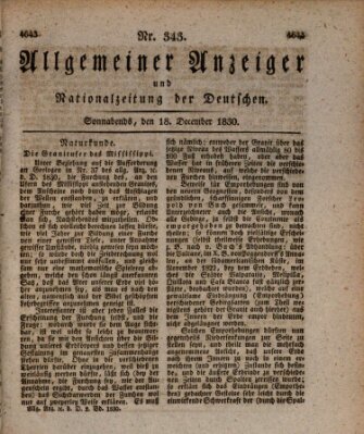 Allgemeiner Anzeiger und Nationalzeitung der Deutschen (Allgemeiner Anzeiger der Deutschen) Samstag 18. Dezember 1830