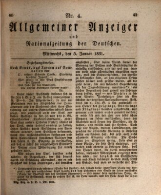 Allgemeiner Anzeiger und Nationalzeitung der Deutschen (Allgemeiner Anzeiger der Deutschen) Mittwoch 5. Januar 1831