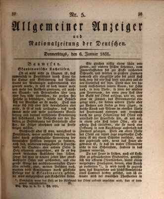 Allgemeiner Anzeiger und Nationalzeitung der Deutschen (Allgemeiner Anzeiger der Deutschen) Donnerstag 6. Januar 1831